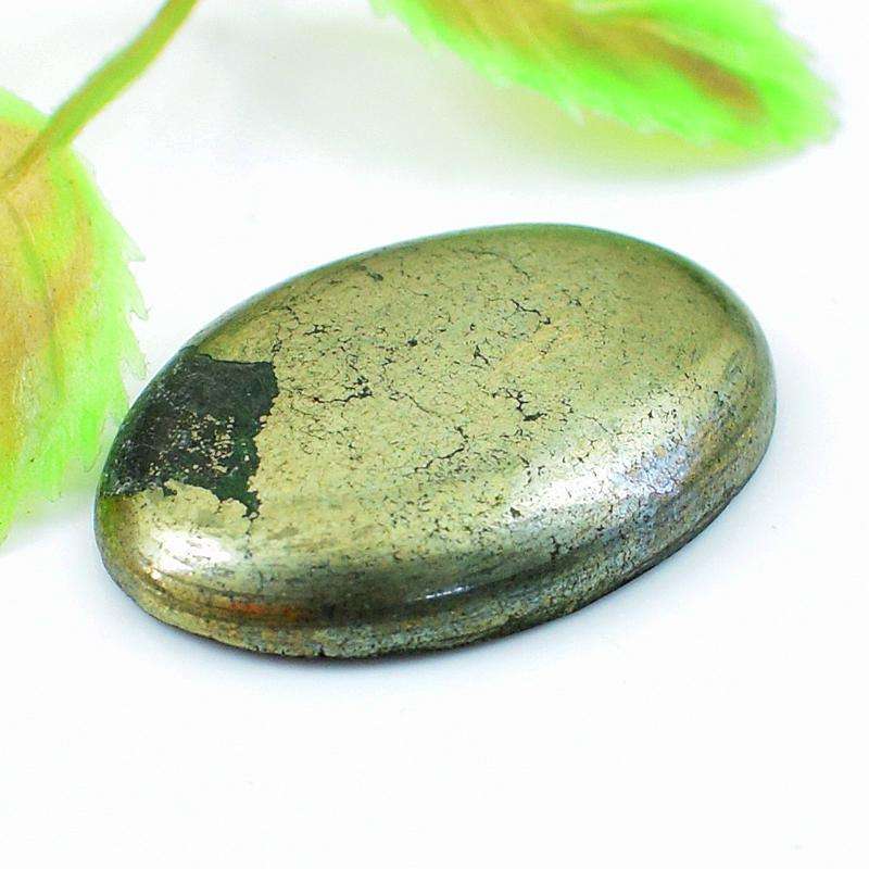 gemsmore:Genuine Pyrite Oval Shape Untreated Loose Gemstone