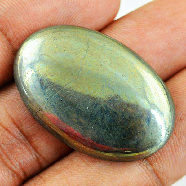 gemsmore:Genuine Pyrite Oval Shape Untreated Loose Gemstone