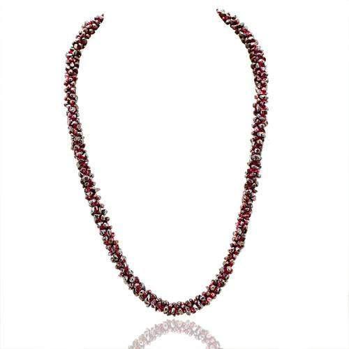 gemsmore:Genuine Red Garnet Beads Necklace