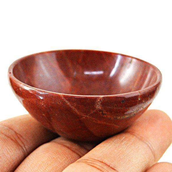 gemsmore:Genuine Red Jasper Carved Bowl - Customized