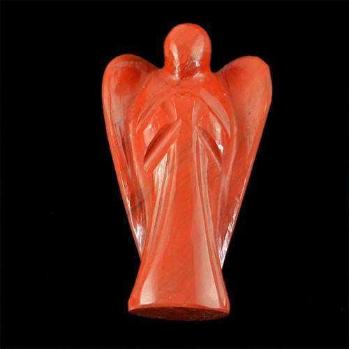 gemsmore:Genuine Red Jasper Carved Healing Angel Gemstone