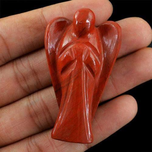 gemsmore:Genuine Red Jasper Carved Healing Angel Gemstone