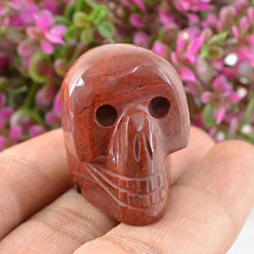 gemsmore:Genuine Red Jasper Carved Skull Gemstone