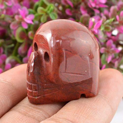 gemsmore:Genuine Red Jasper Carved Skull Gemstone