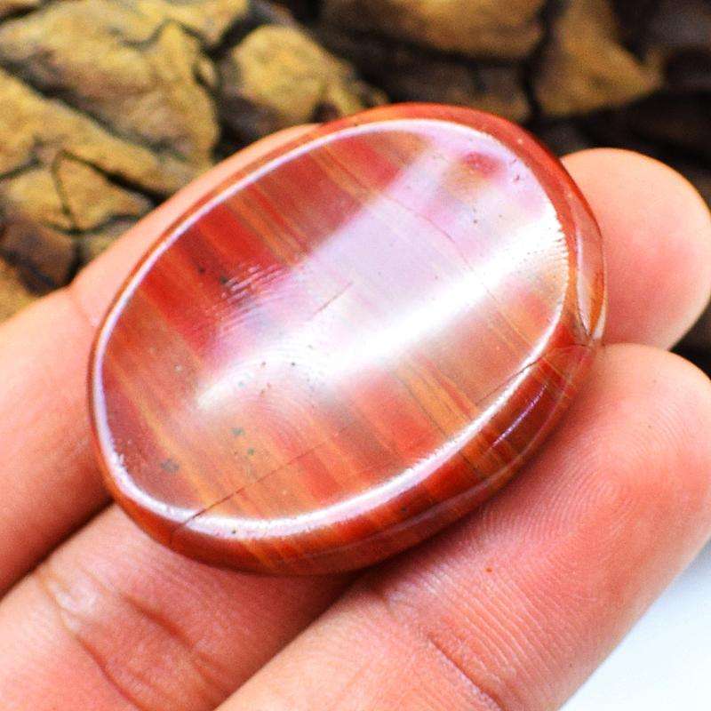 gemsmore:Genuine Red Jasper Healing Palm Oval Shape Loose Gemstone