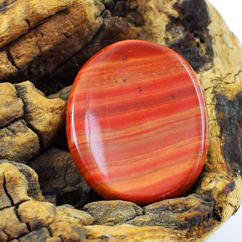 gemsmore:Genuine Red Jasper Healing Palm Oval Shape Loose Gemstone