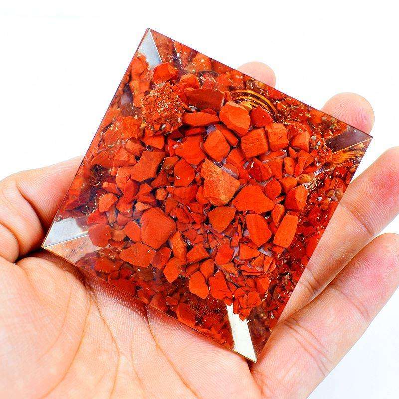 gemsmore:Genuine Red Jasper Orgone Healing Pyramid