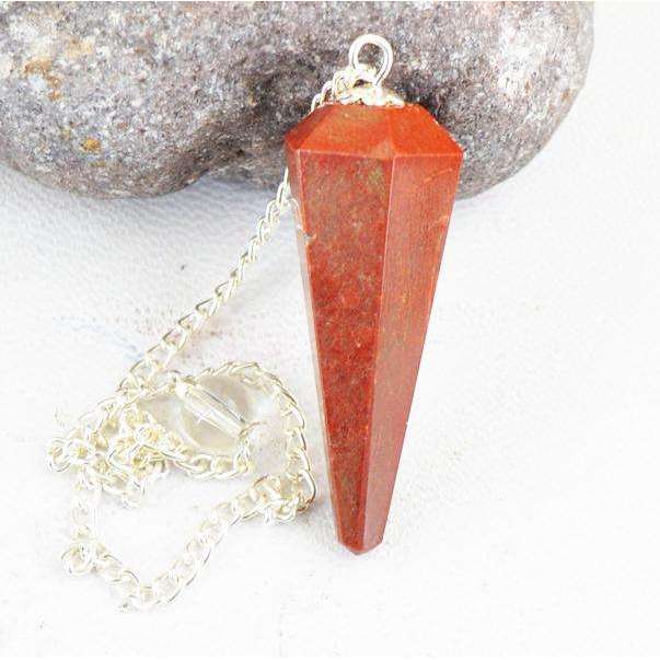 gemsmore:Genuine Red Jasper Reiki Healing Point Pendulum