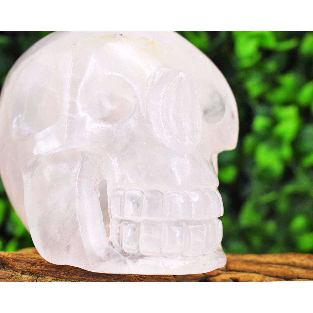 gemsmore:Genuine Rose Quartz  Hand Carved Genuine Crystal Gemstone Carving Massive Skull