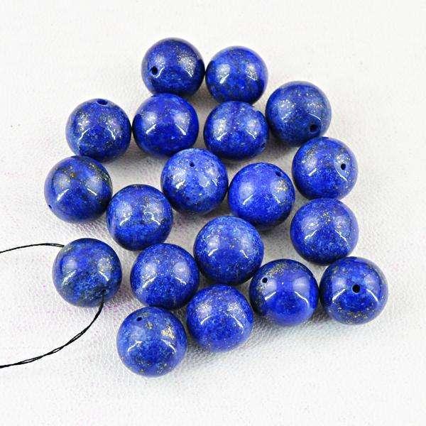 gemsmore:Genuine Round Shape Blue Lapis Lazuli Drilled Beads Lot