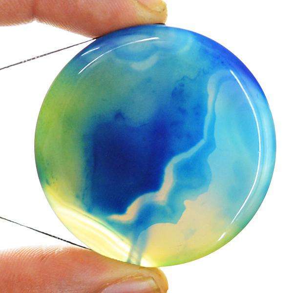 gemsmore:Genuine Round Shape Blue Onyx Drilled Loose Gemstone