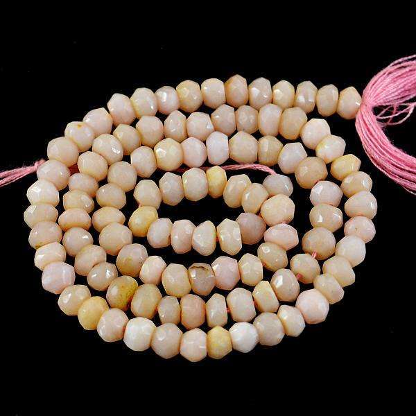 gemsmore:Genuine Round Shape Faceted Pink Australian Opal Drilled Beads Strand