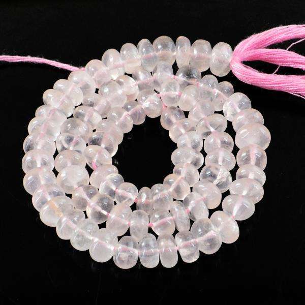 gemsmore:Genuine Round Shape Pink Rose Quartz  Drilled Beads Strand