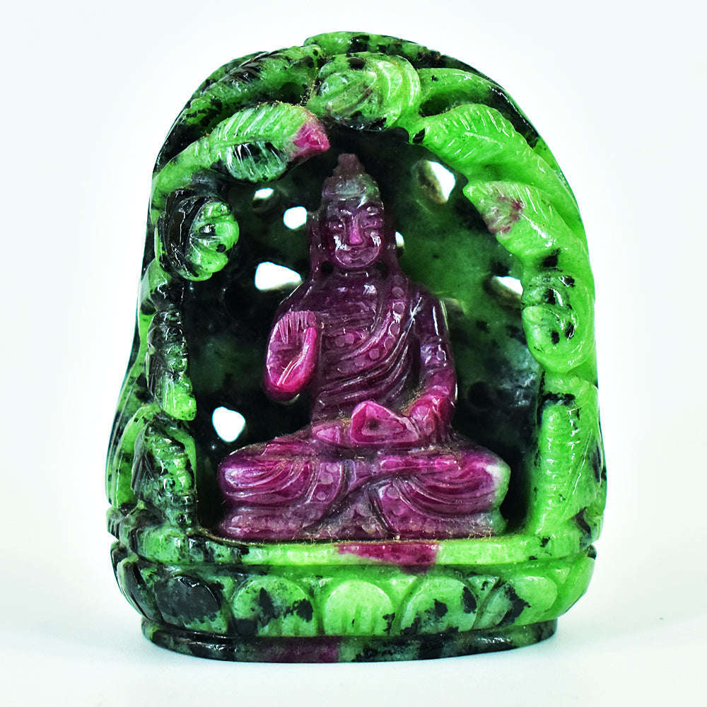 gemsmore:Genuine Ruby Zoisite Hand Carved Genuine Crystal Gemstone Carving Lord Buddha