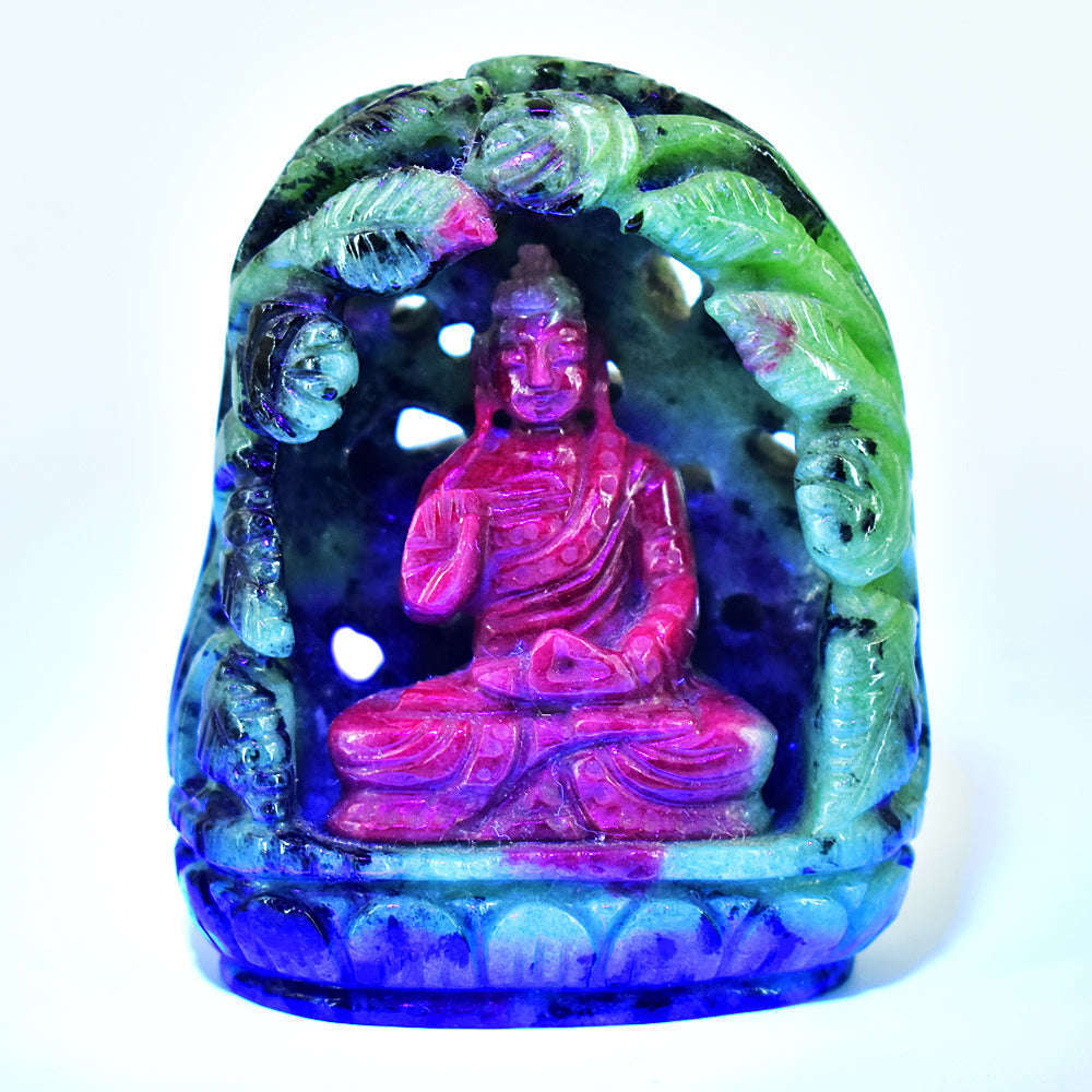 gemsmore:Genuine Ruby Zoisite Hand Carved Genuine Crystal Gemstone Carving Lord Buddha