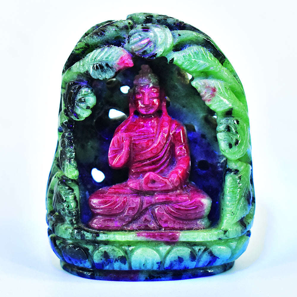 gemsmore:Genuine Ruby Zoisite Hand Carved Genuine Crystal Gemstone Carving Lord Buddha