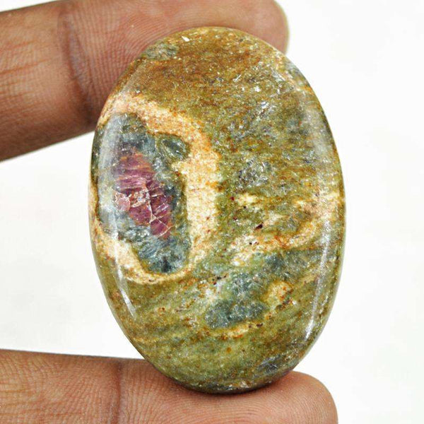 gemsmore:Genuine Ruby Zoisite Oval Shape Untreated Loose Gemstone