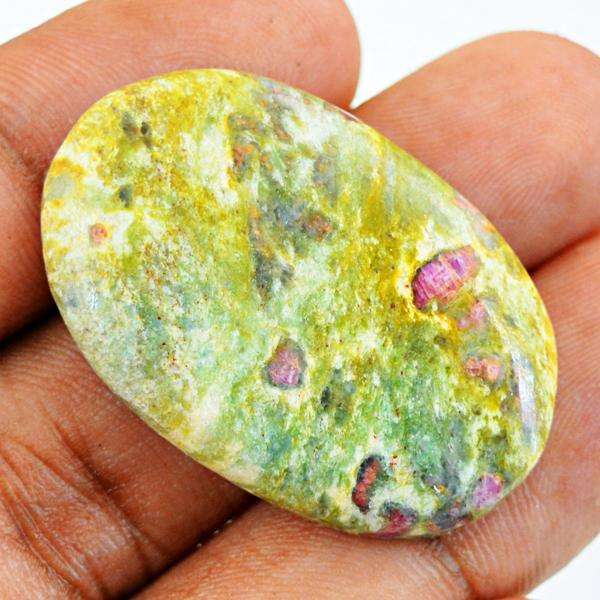 gemsmore:Genuine Ruby Zoisite Oval Shape Untreated Loose Gemstone