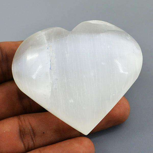 gemsmore:Genuine Selenite Hand Carved Heart Shape Cabochon