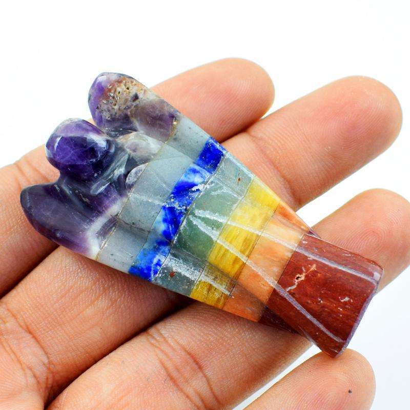 gemsmore:Genuine Seven Chakra Carved Healing Angel Gemstone