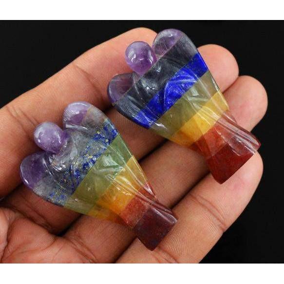 gemsmore:Genuine Seven Chakra Carved Healing Angel Gemstone Pair