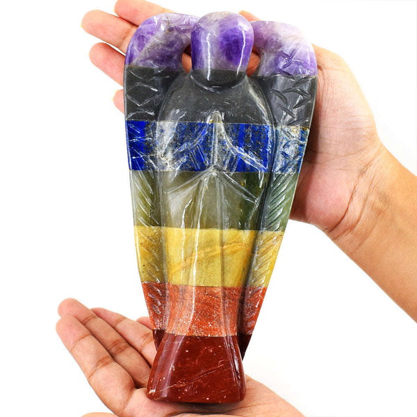 gemsmore:Genuine Seven Chakra Hand Carved Genuine Crystal Gemstone Carving Angel