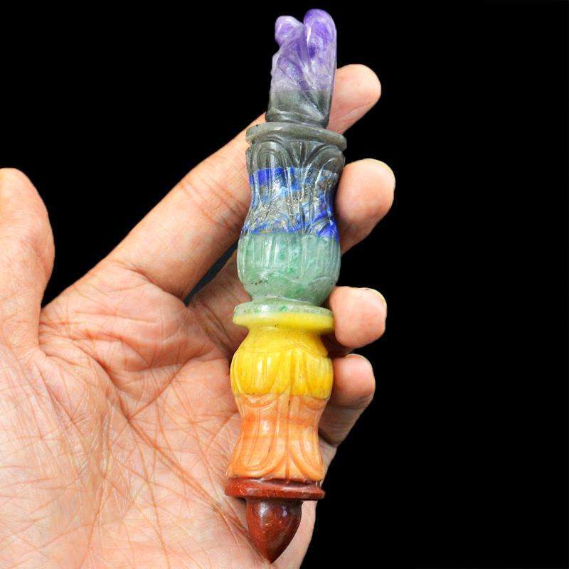gemsmore:Genuine Seven Chakra Hand Carved Healing Angel Stick