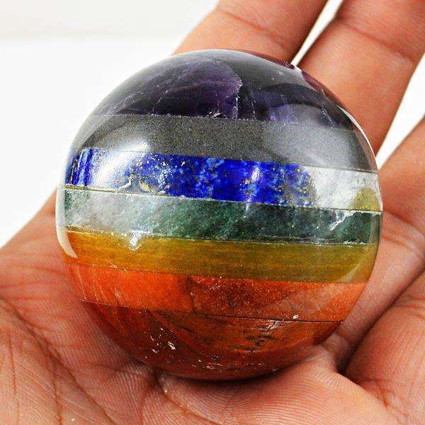 gemsmore:Genuine Seven Chakra Hand Carved Reiki Healing Sphere