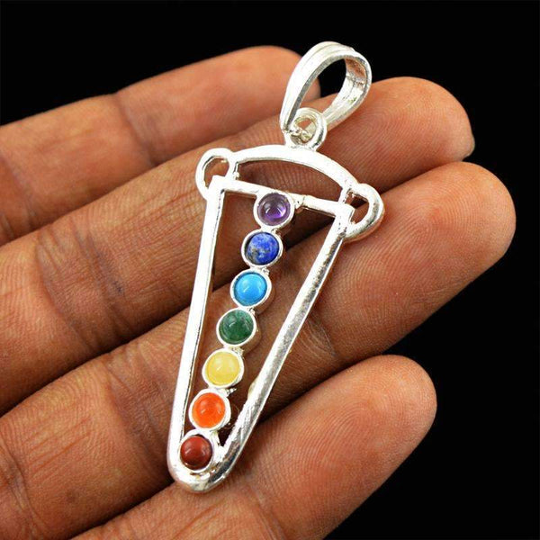 gemsmore:Genuine Seven Chakra Healing Pendant - Natural Untreated