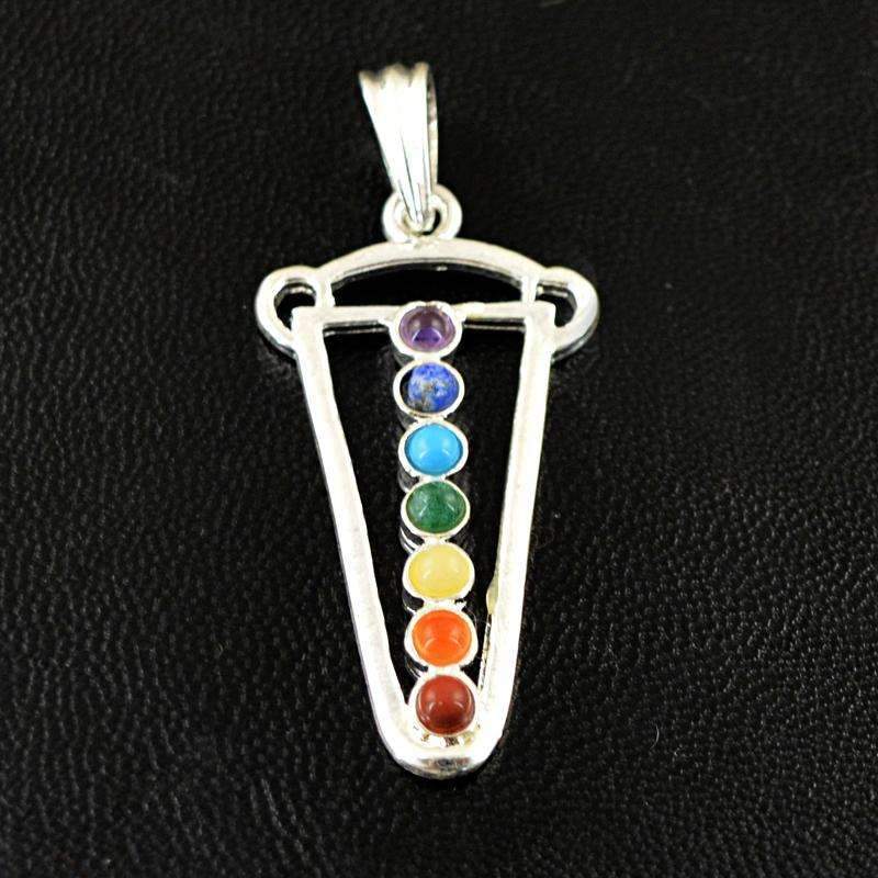 gemsmore:Genuine Seven Chakra Healing Pendant - Natural Untreated