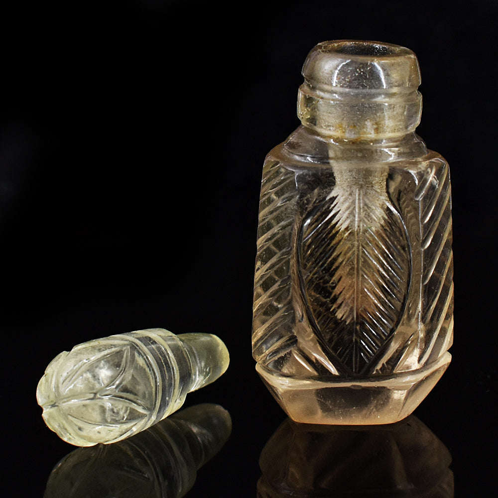 gemsmore:Genuine Smoky Quartz Hand Carved Genuine Crystal Gemstone Carving Perfume Bottle