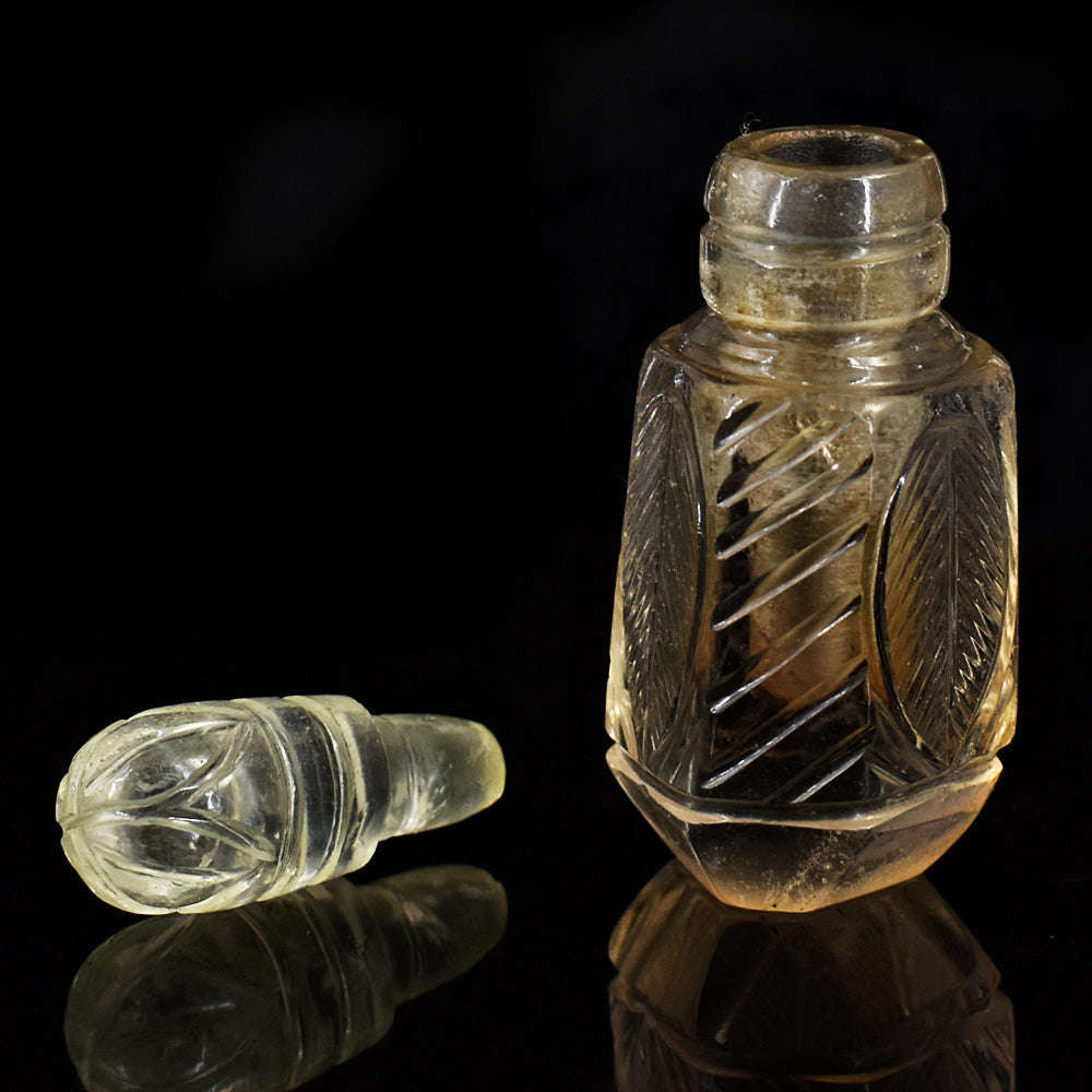 gemsmore:Genuine Smoky Quartz Hand Carved Genuine Crystal Gemstone Carving Perfume Bottle