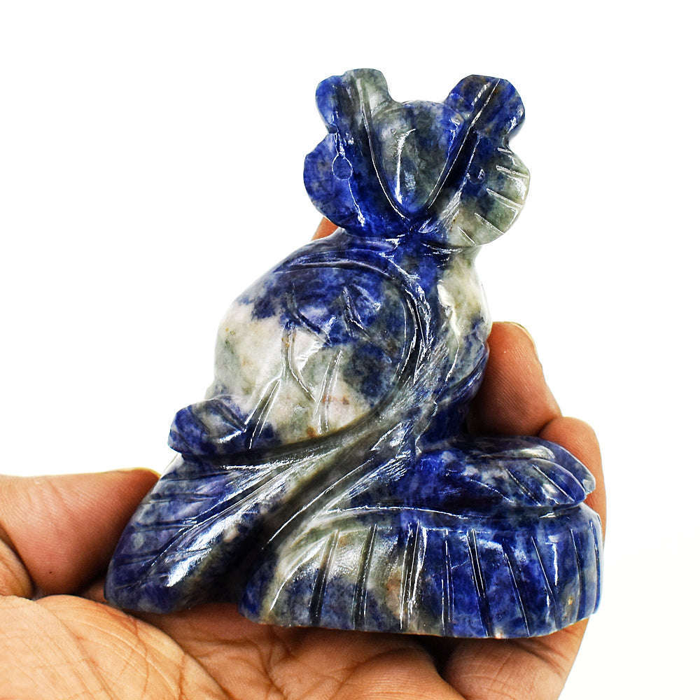 gemsmore:Genuine Sodalite Hand Carved Genuine Crystal Gemstone Carving Owl