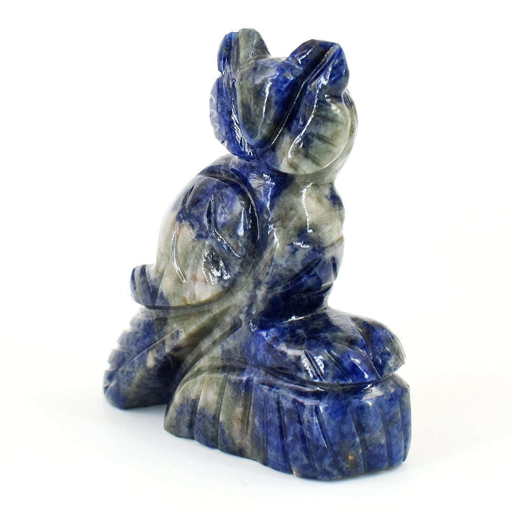 gemsmore:Genuine Sodalite Hand Carved Genuine Crystal Gemstone Carving Owl