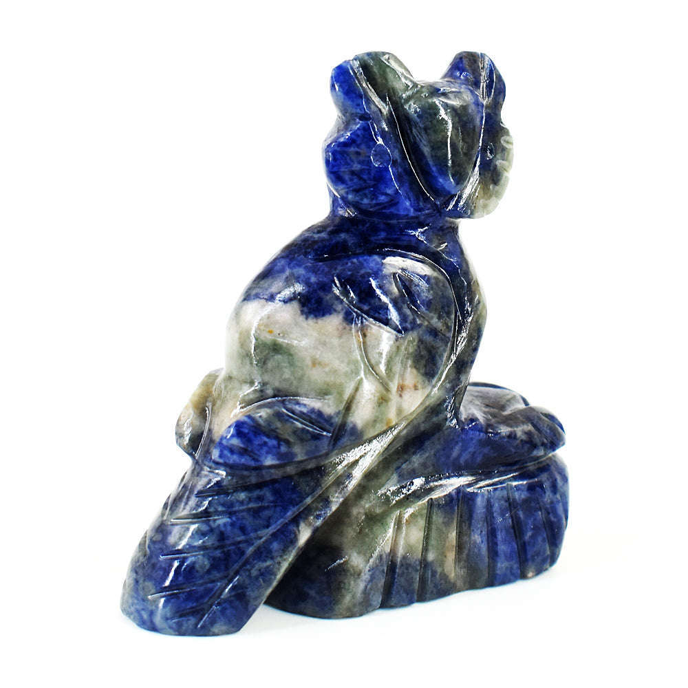 gemsmore:Genuine Sodalite Hand Carved Genuine Crystal Gemstone Carving Owl