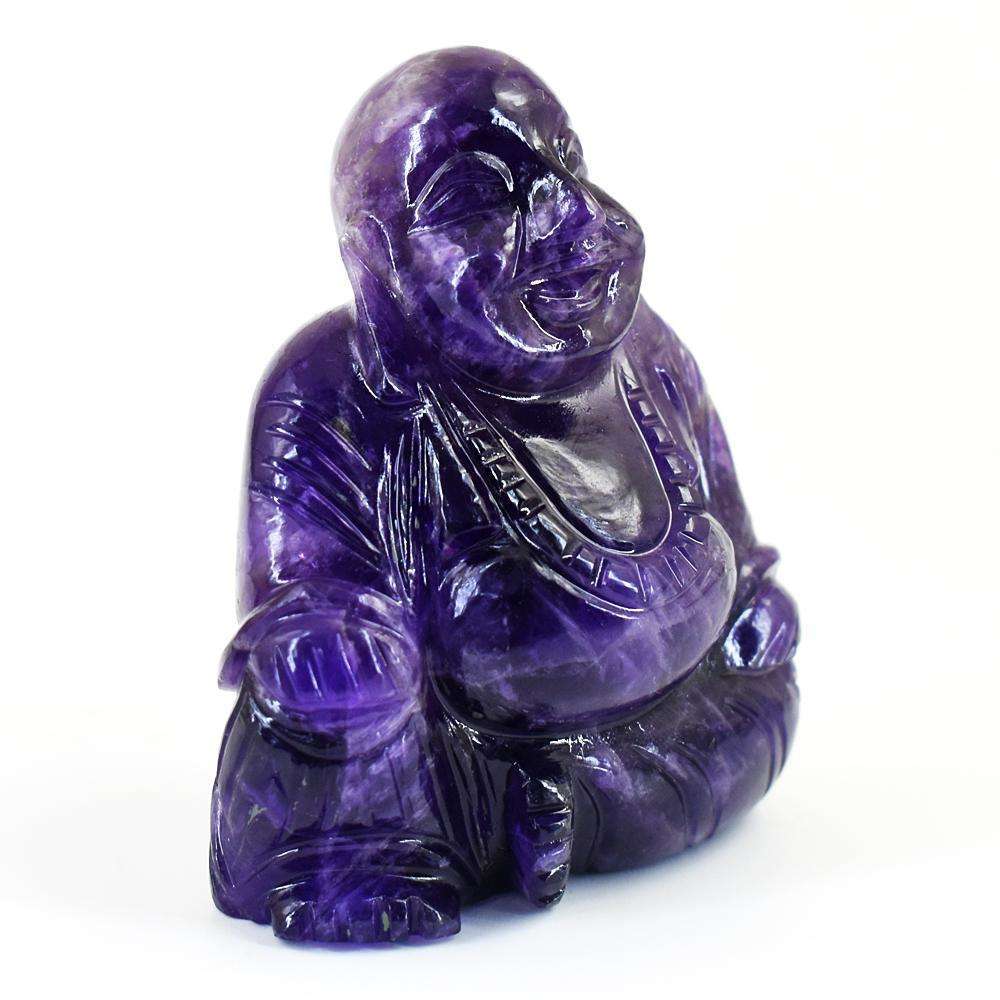 gemsmore:Genuine Super Seven Amethyst Hand Carved Genuine Crystal Gemstone Carving Laughing Buddha