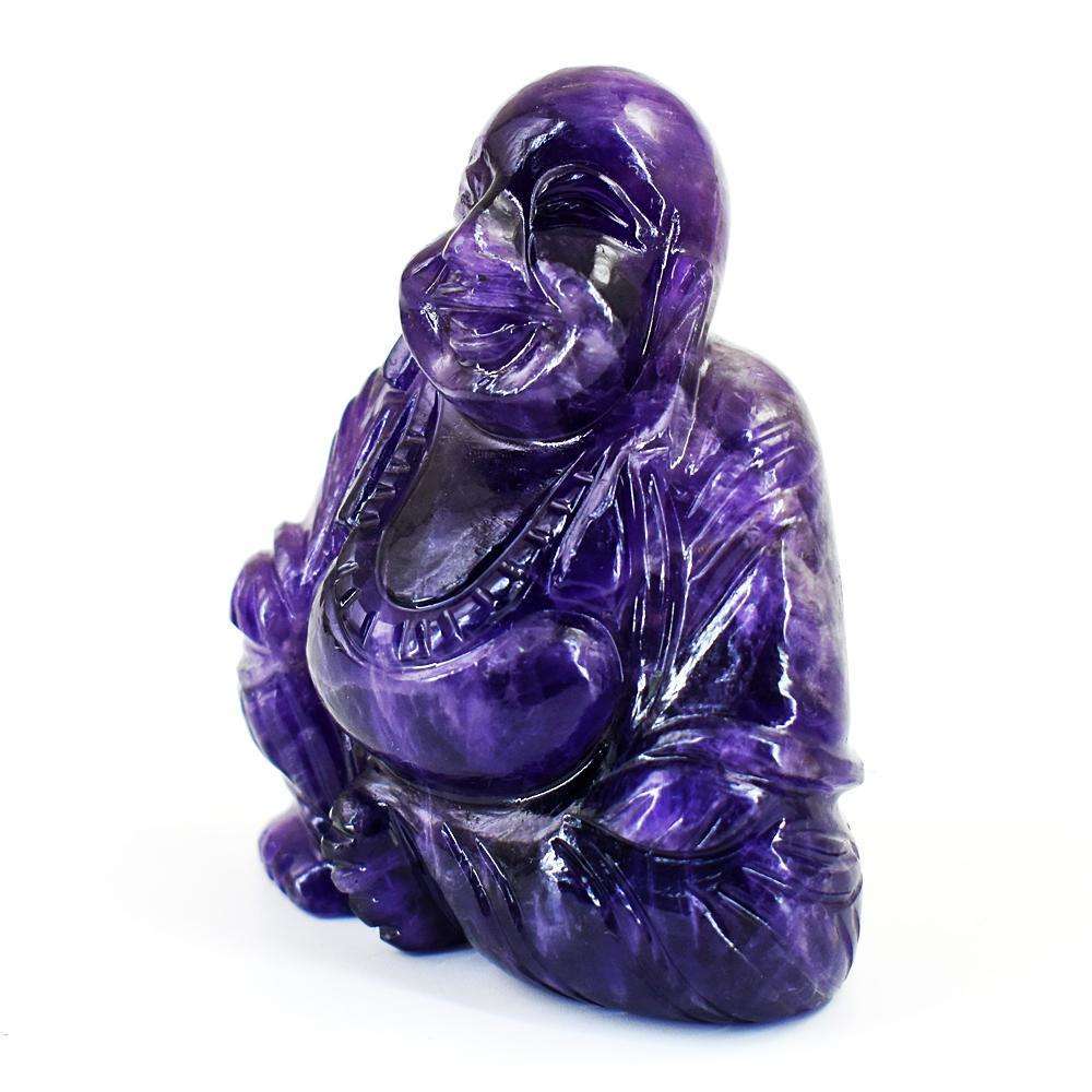 gemsmore:Genuine Super Seven Amethyst Hand Carved Genuine Crystal Gemstone Carving Laughing Buddha