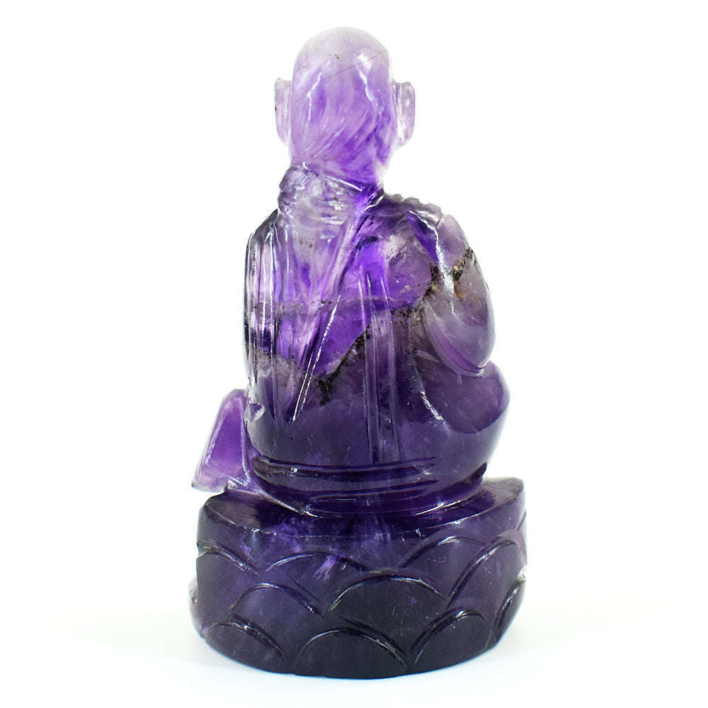 gemsmore:Genuine Super Seven Amethyst Hand Carved Genuine Crystal Gemstone Carving Lord Sai Baba