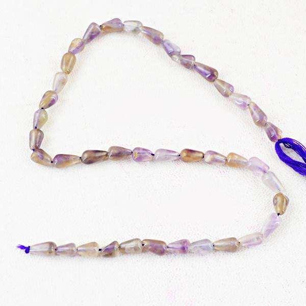 gemsmore:Genuine Tear Drop Purple Amethyst Drilled Beads Strand