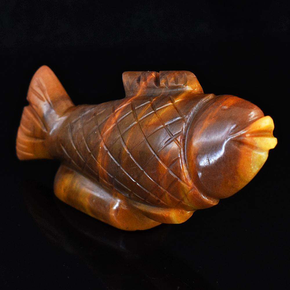 gemsmore:Genuine Tiger Eye Hand Carved Fish