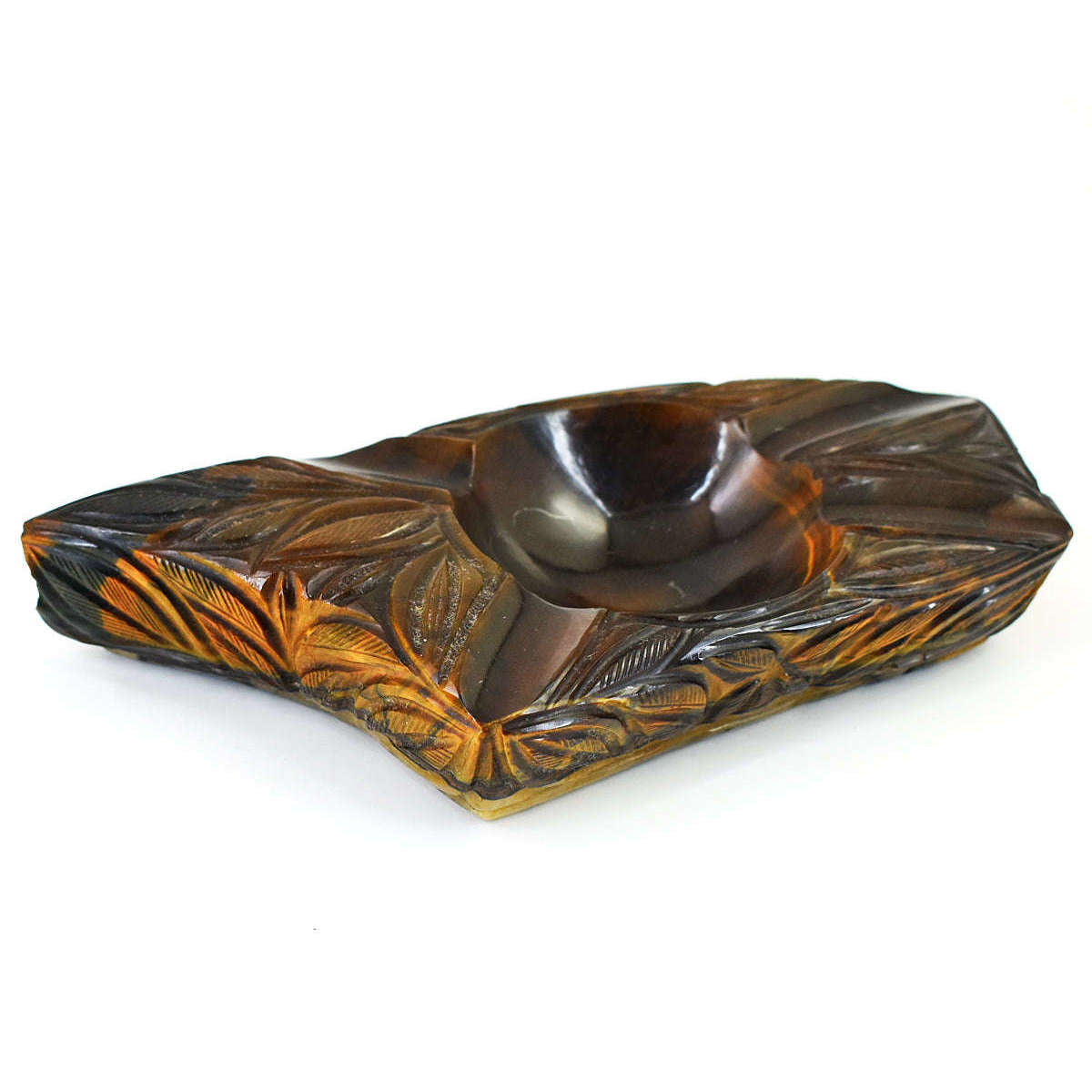 gemsmore:Genuine Tiger Eye Hand Carved Genuine Crystal Gemstone Carving Candle Holder