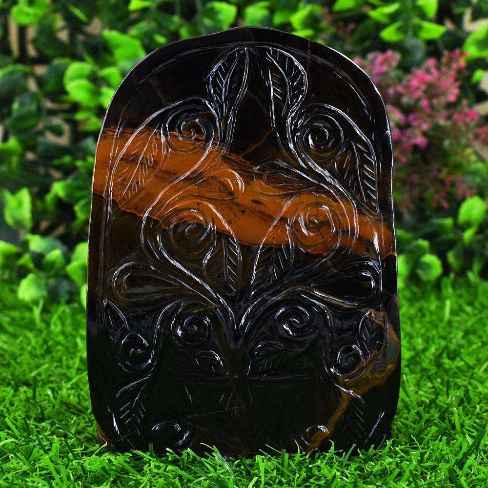 gemsmore:Genuine Tiger Eye Hand Carved Genuine Crystal Gemstone Carving Lord Ganesha