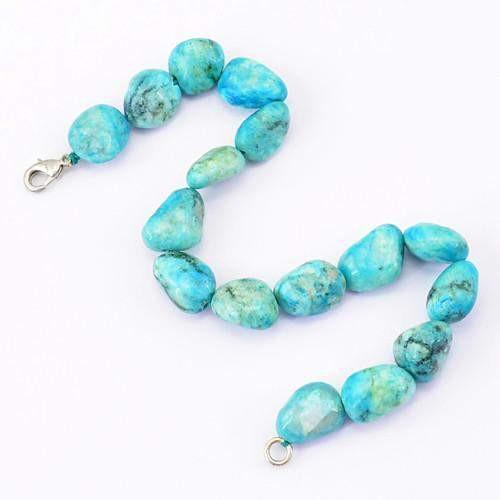 gemsmore:Genuine Turquoise Untreated Beads Bracelet