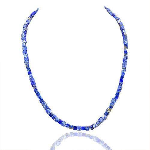 gemsmore:Genuine Untreated Blue Lapis Lazuli Beads Necklace