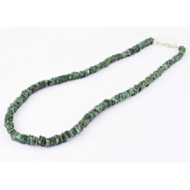 gemsmore:Genuine Untreated Emerald AAA Elegant Beads Necklace