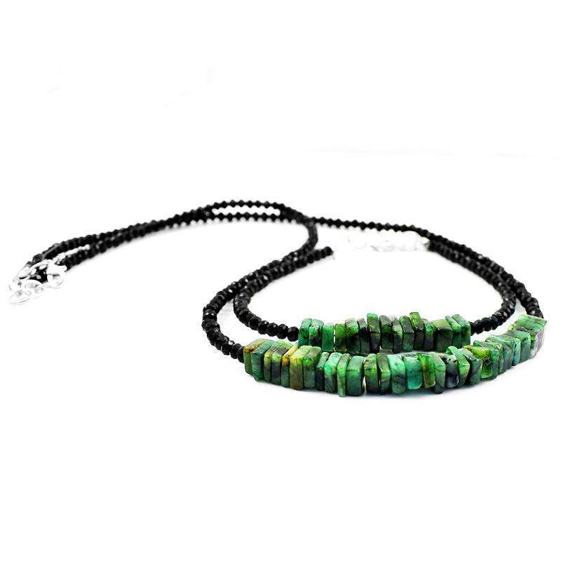 gemsmore:Genuine Untreated Emerald & Spinel Necklace & Bracelet Set
