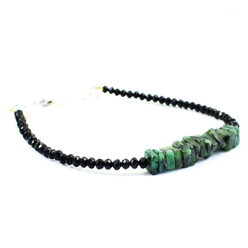 gemsmore:Genuine Untreated Emerald & Spinel Necklace & Bracelet Set