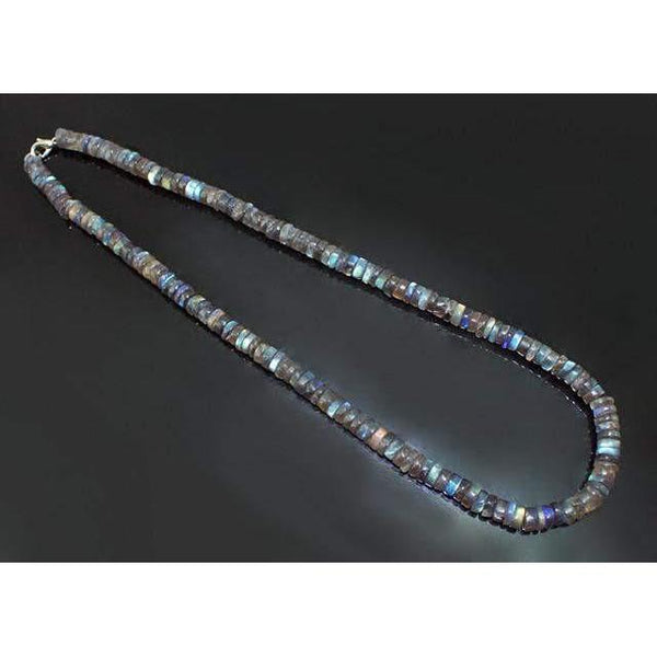 gemsmore:Genuine Untreated Labradorite Beads Necklace