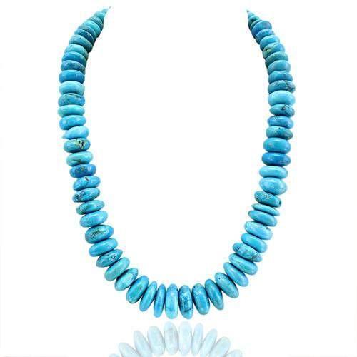 gemsmore:Genuine Untreated Turquoise Round Beads Necklace