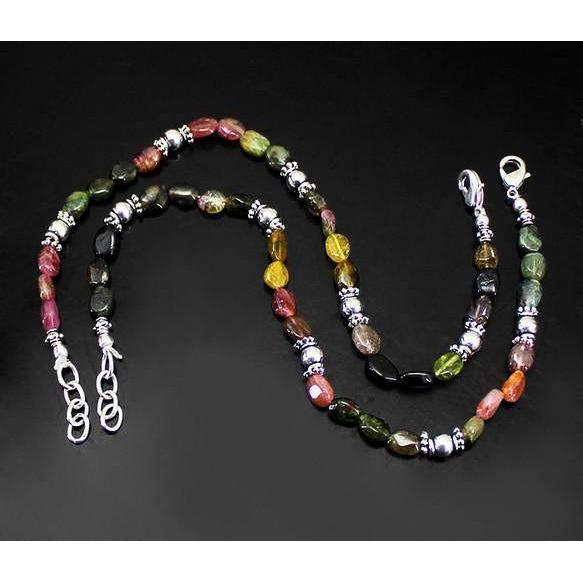 gemsmore:Genuine Watermelon Tourmaline Beads Anklet